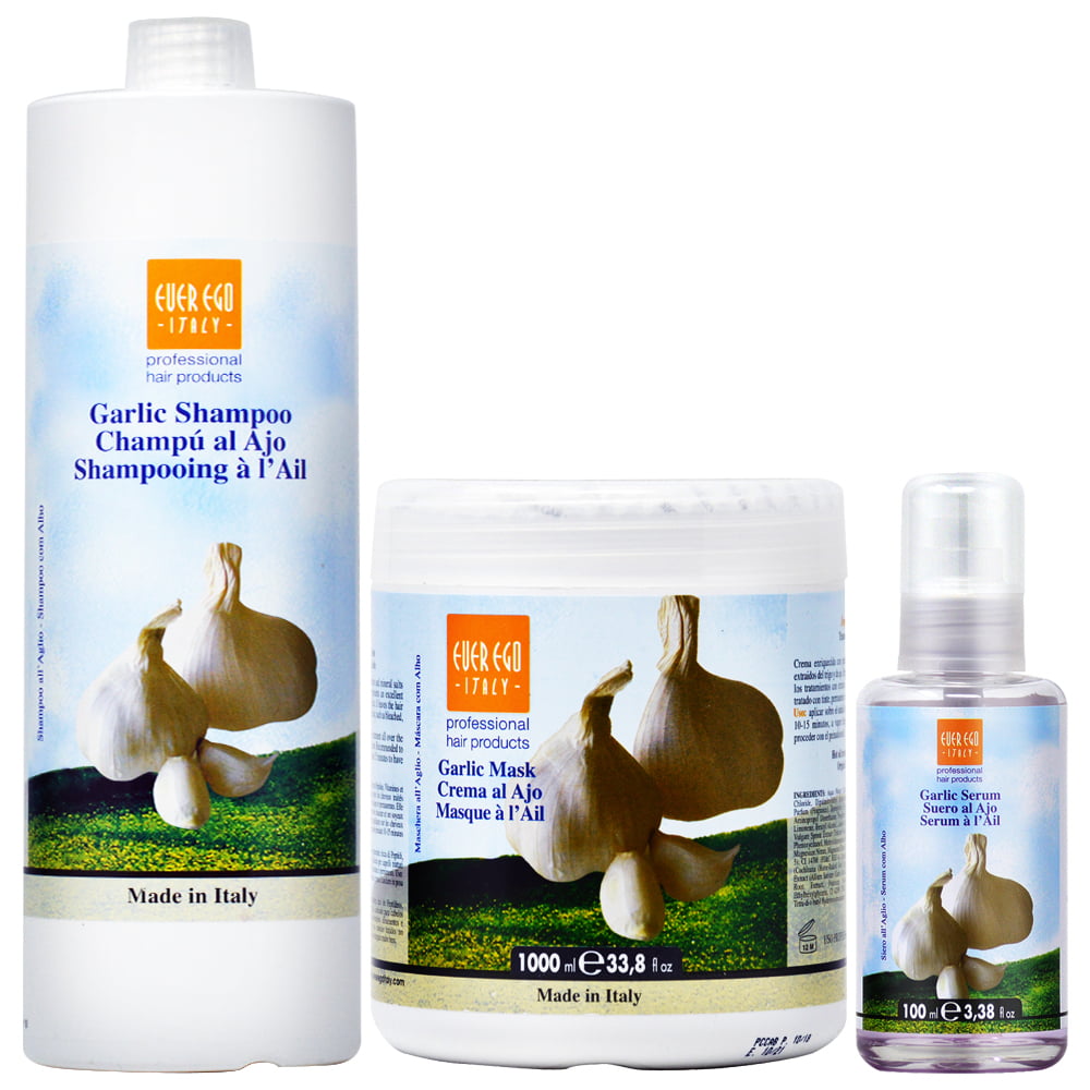 Ever Ego Garlic Shampoo + Mask 33.8oz + Serum 3.38oz