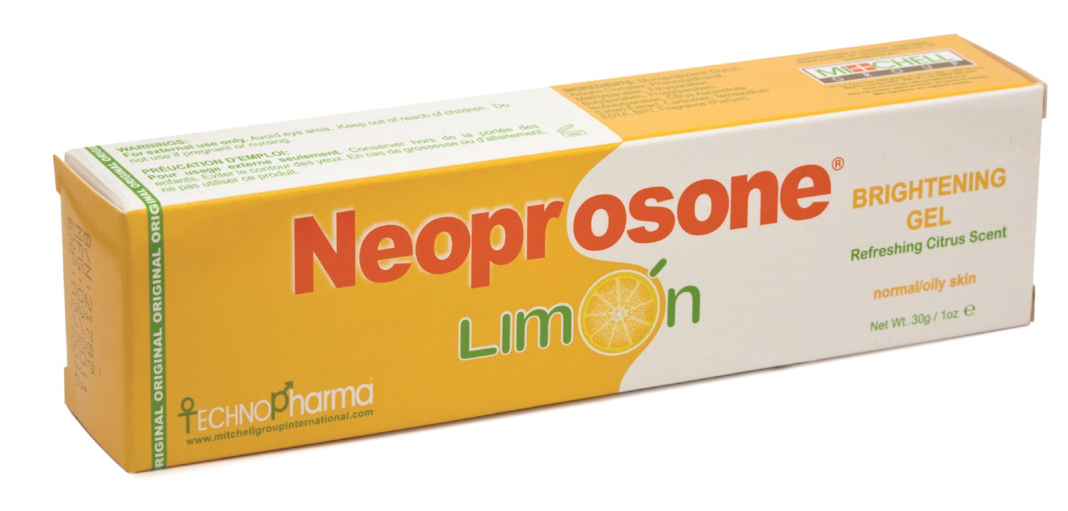 Mitchell Brands Neoprosone Limon Refreshing Citrus Scent Dark Spots Acne Creams Gel 30g