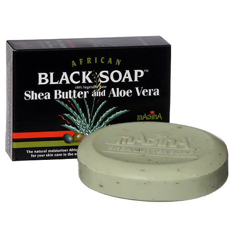 Madina African Black Soap Shea Butter and Aloe Vera, 3.5 oz (2 Pack)