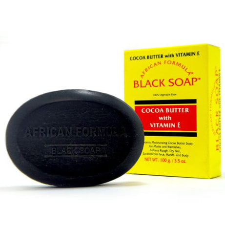 African Formula Black Soap Box 3.5oz With Cocoa Butter & Vitamin-E