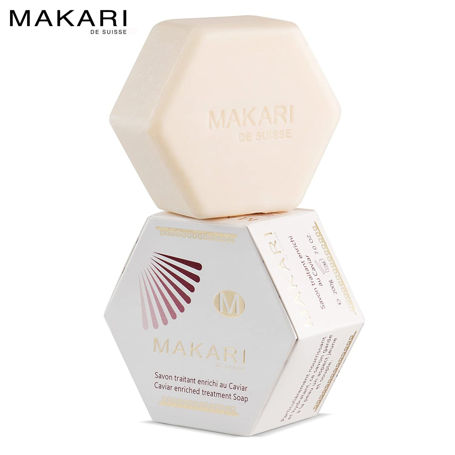 Makari Bar Soap for Hydration with Rosehip Oil, Caviar, Lily, Mulberry Root Extracts