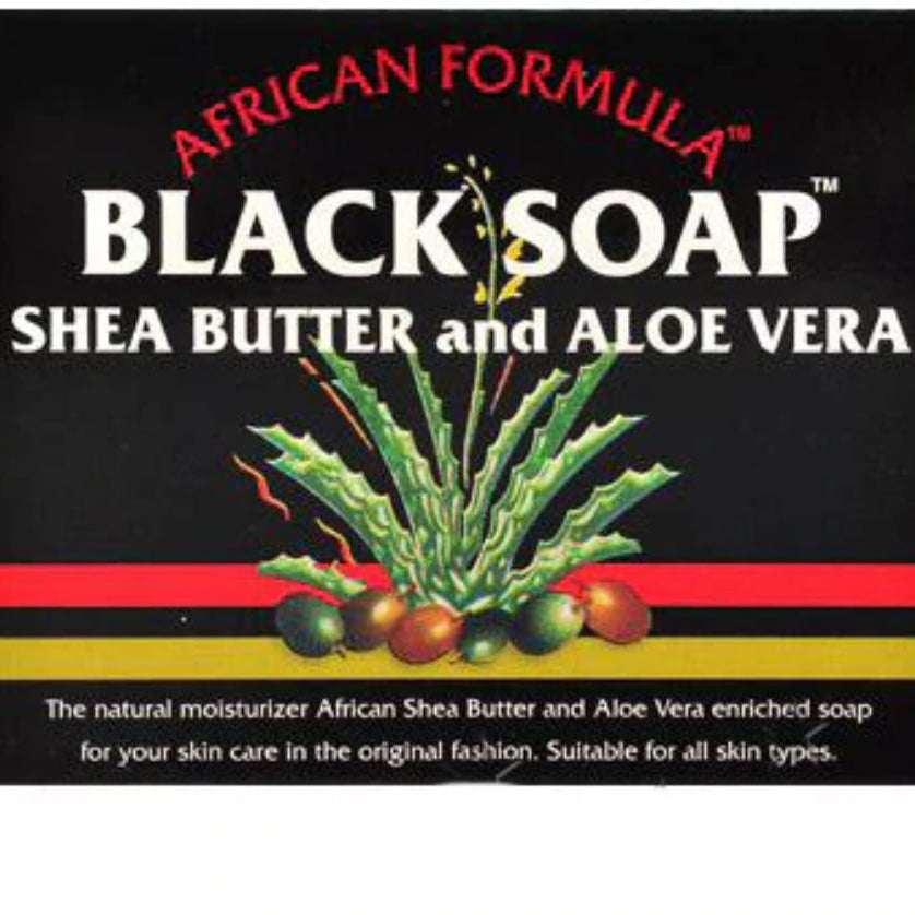 Madina African Black Soap Shea Butter and Aloe Vera, 3.5 oz (Pack of 2)