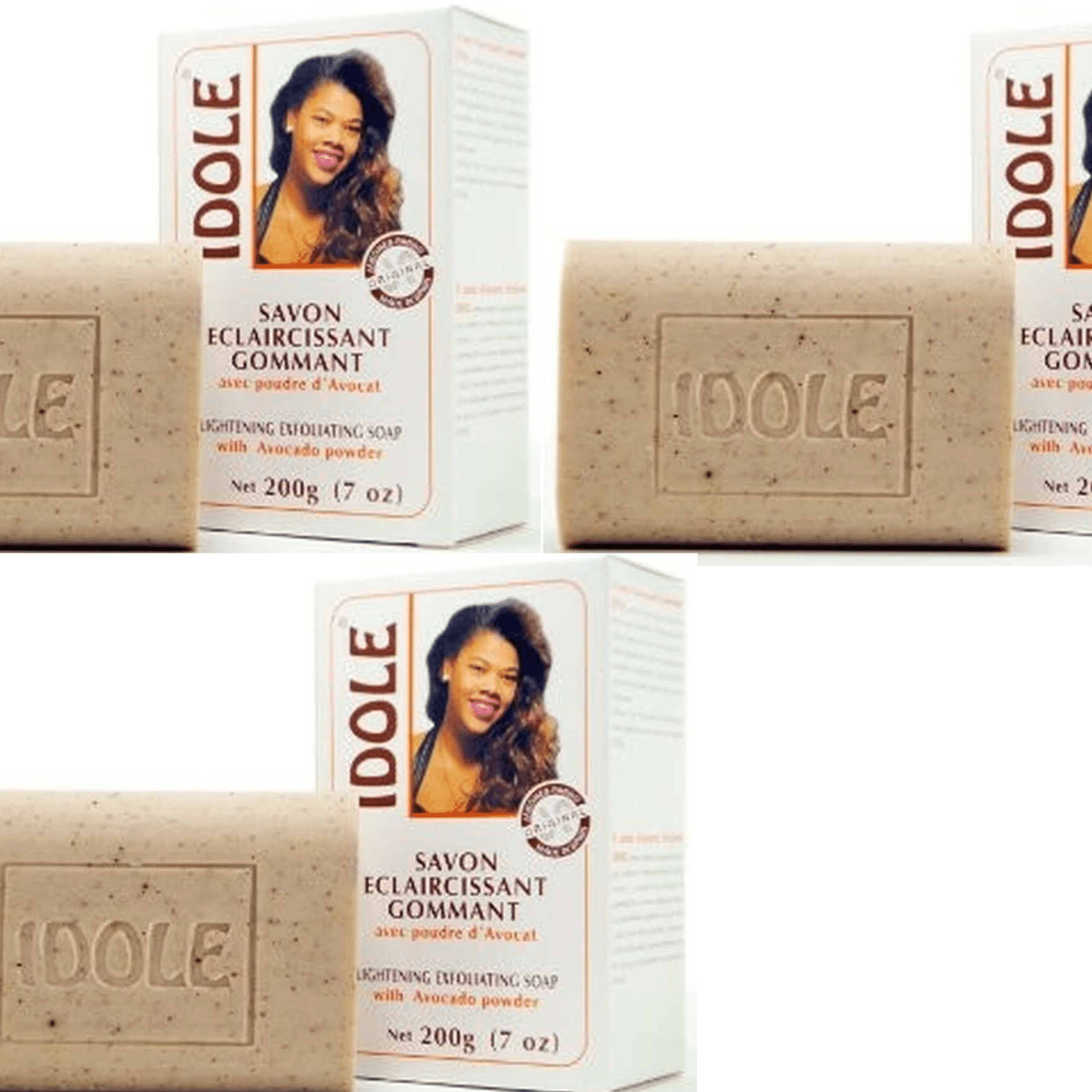 Idole Brightening Exfoliating Soap with Avocado Powder 7oz. Set of 3