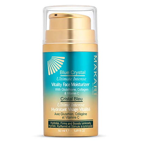 Makari Blue Crystal Vitality Face Moisturizer 1.7 Fl oz - Lightening, , Moisturizing Cream With Natural Glutathione – Softens Dry Patches And Wrinkles - Blocks The Production Of Melanin